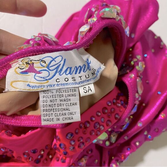 Glamour solo dance costume hot pink sassy embellished bling SA-Small adult - Picture 10 of 10